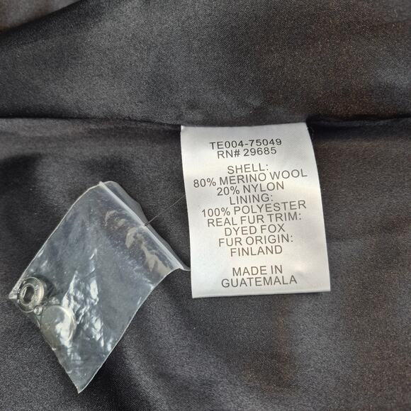 Pendleton Merino Wool Blend Hooded Fox Fur Trim Toggle Coat Parka Women's 16 - Picture 10 of 14